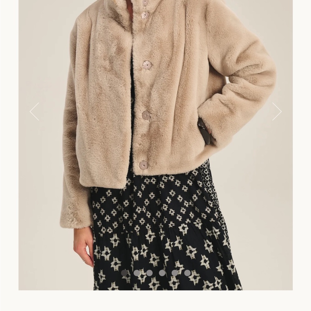 Velvet by Graham & Spencer Cream Faux Fur Jacket